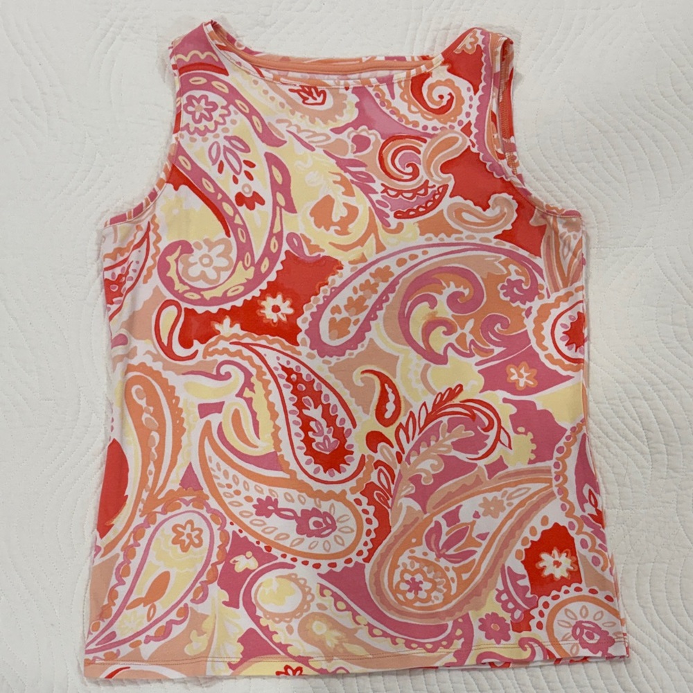 Talbots Pink and Red Paisley Tank Top - Picture 2 of 4